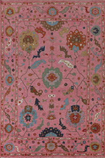 All-Over Pink Oushak Oriental Area Rug 9x12