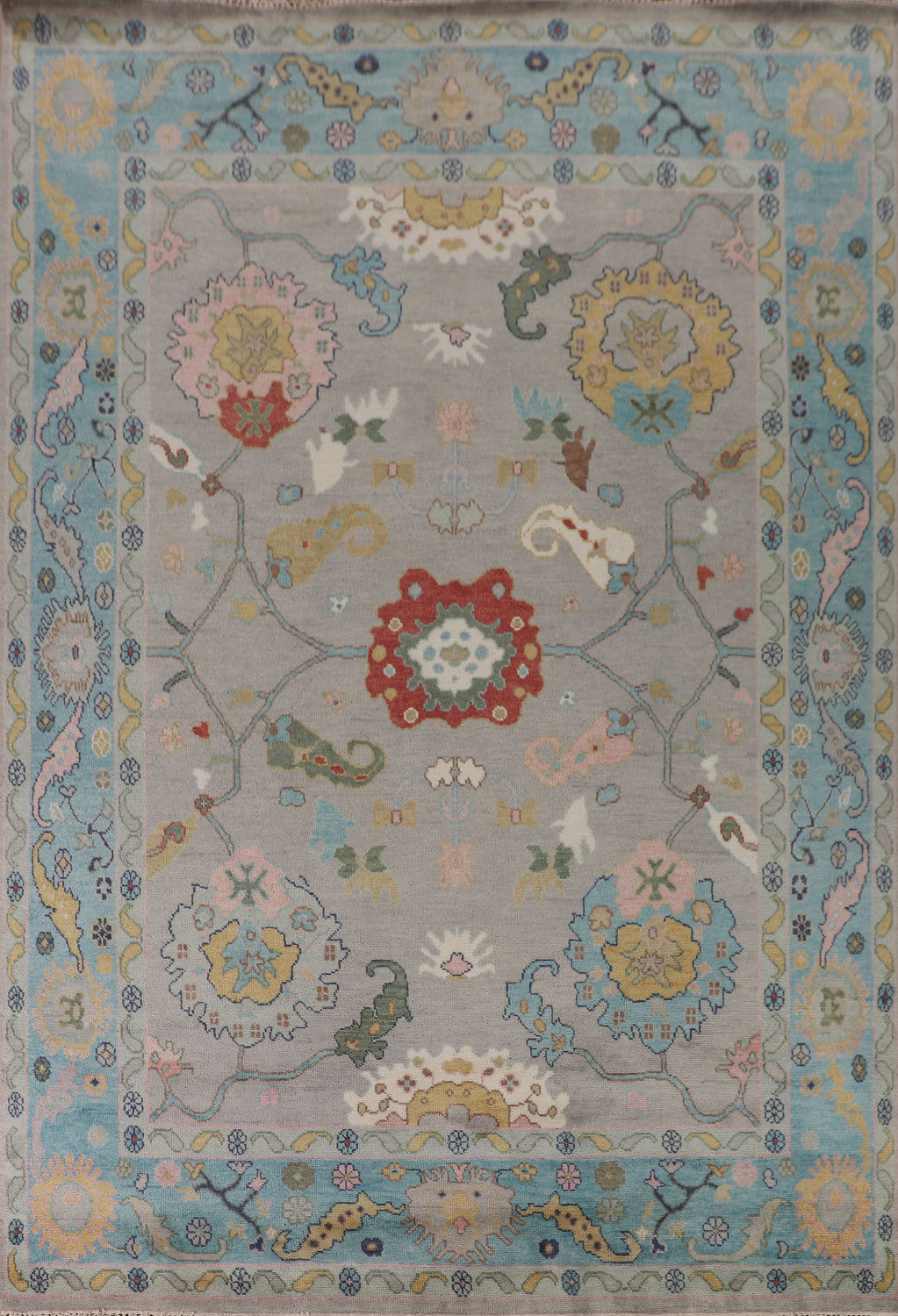 Handmade Gray Oushak Oriental Area Rug 9x12
