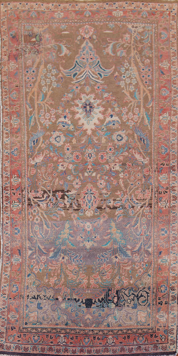 Vintage Distressed Mahal Persian Runner Rug 4x9