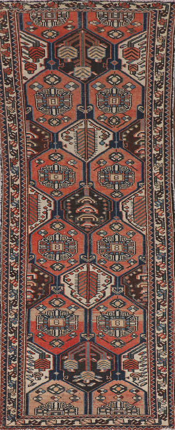 Vintage Wool Hamedan Persian Runner Rug 3x9