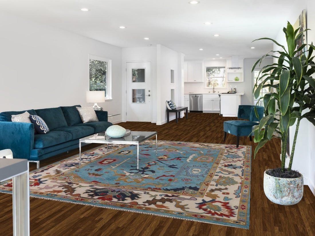Blue Floral Oushak Oriental Area Rug 8x10
