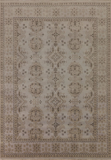 Handmade Geometric Oushak Indian Area Rug 8x10