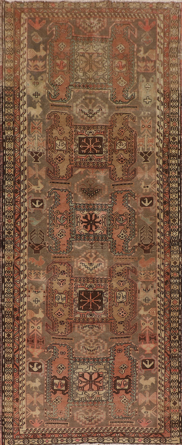 Animals Tribal Meshkin Persian Runner Rug 4x11