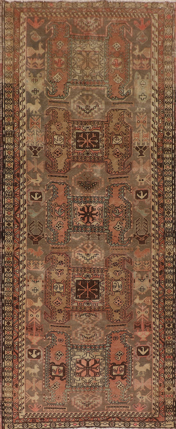 Animals Tribal Meshkin Persian Runner Rug 4x11