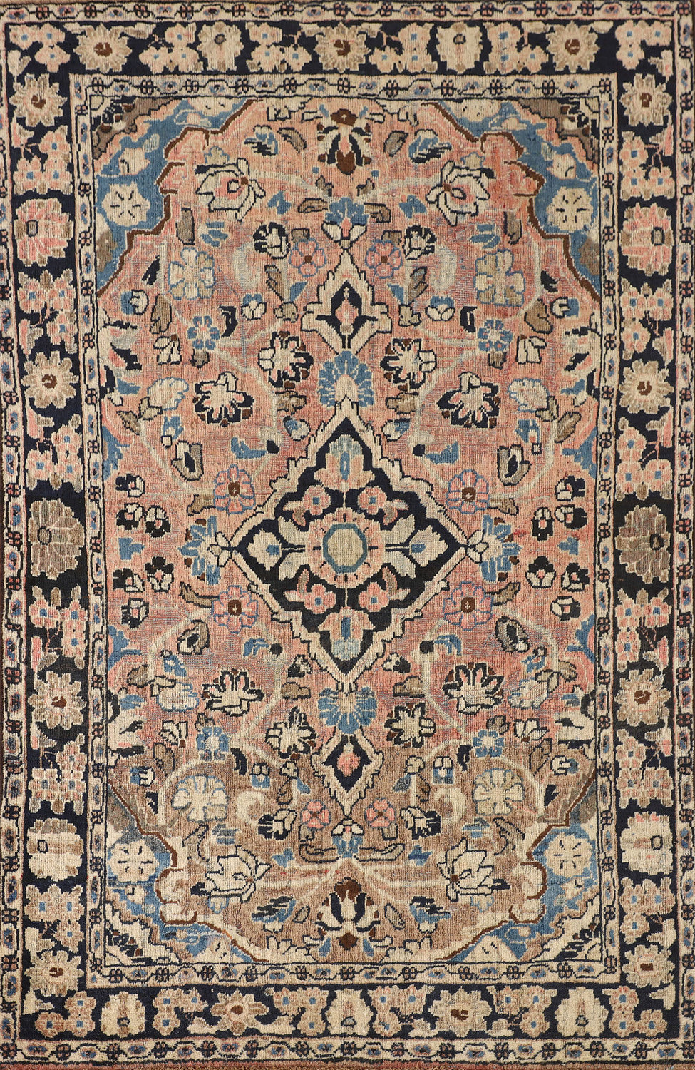 Antique Floral Wool Mahal Persian Accent Rug 4x6