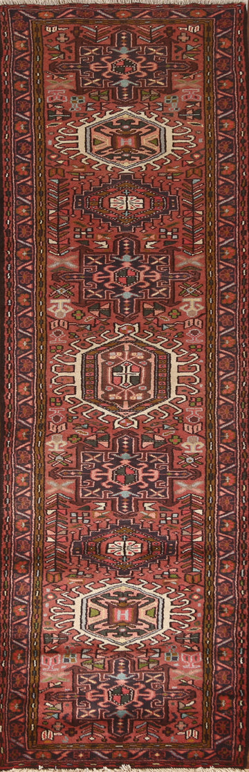 Tribal Geometric Gharajeh Persian Runner Rug 2x10