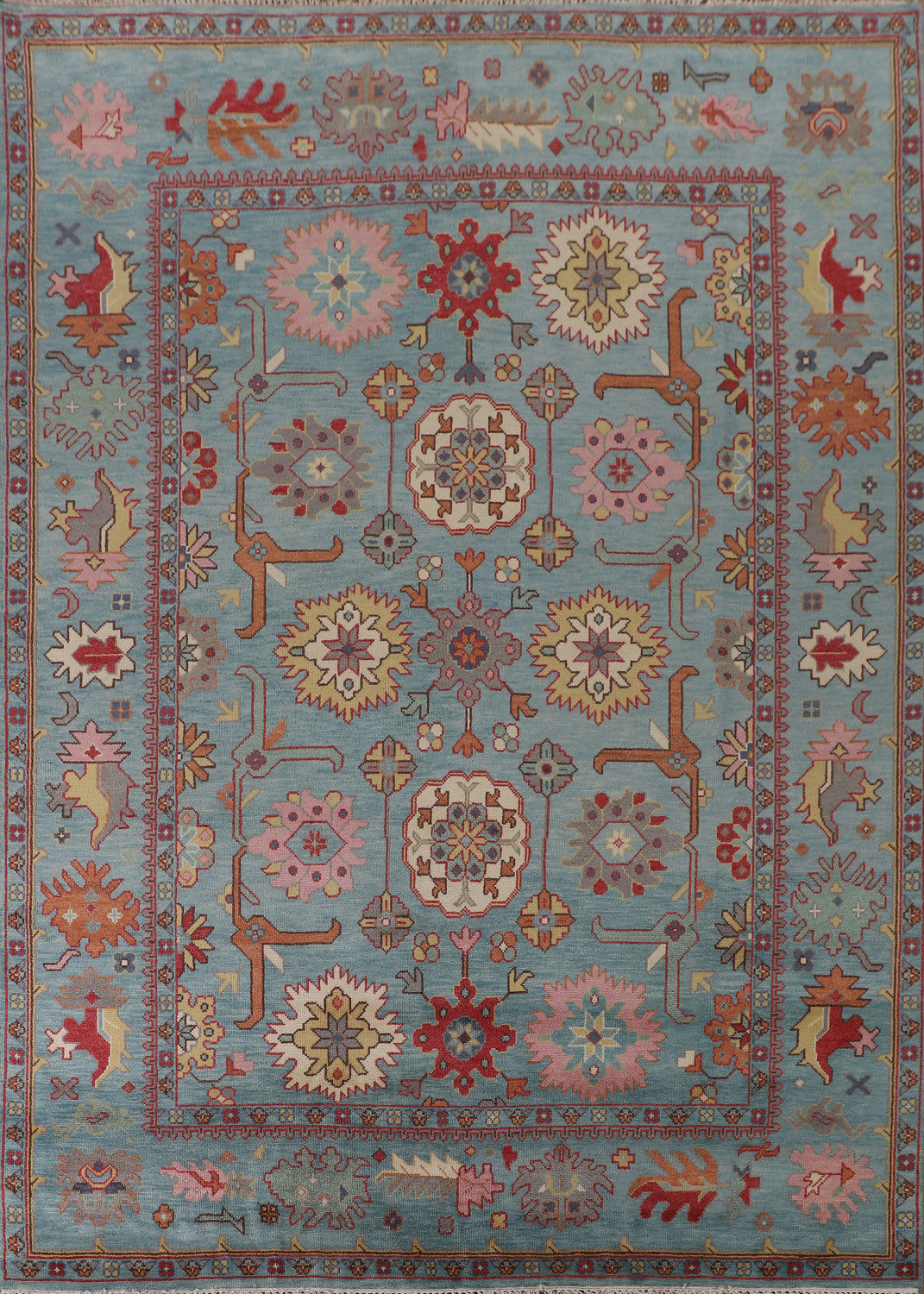 All-Over Blue Oushak Oriental Area Rug 9x12