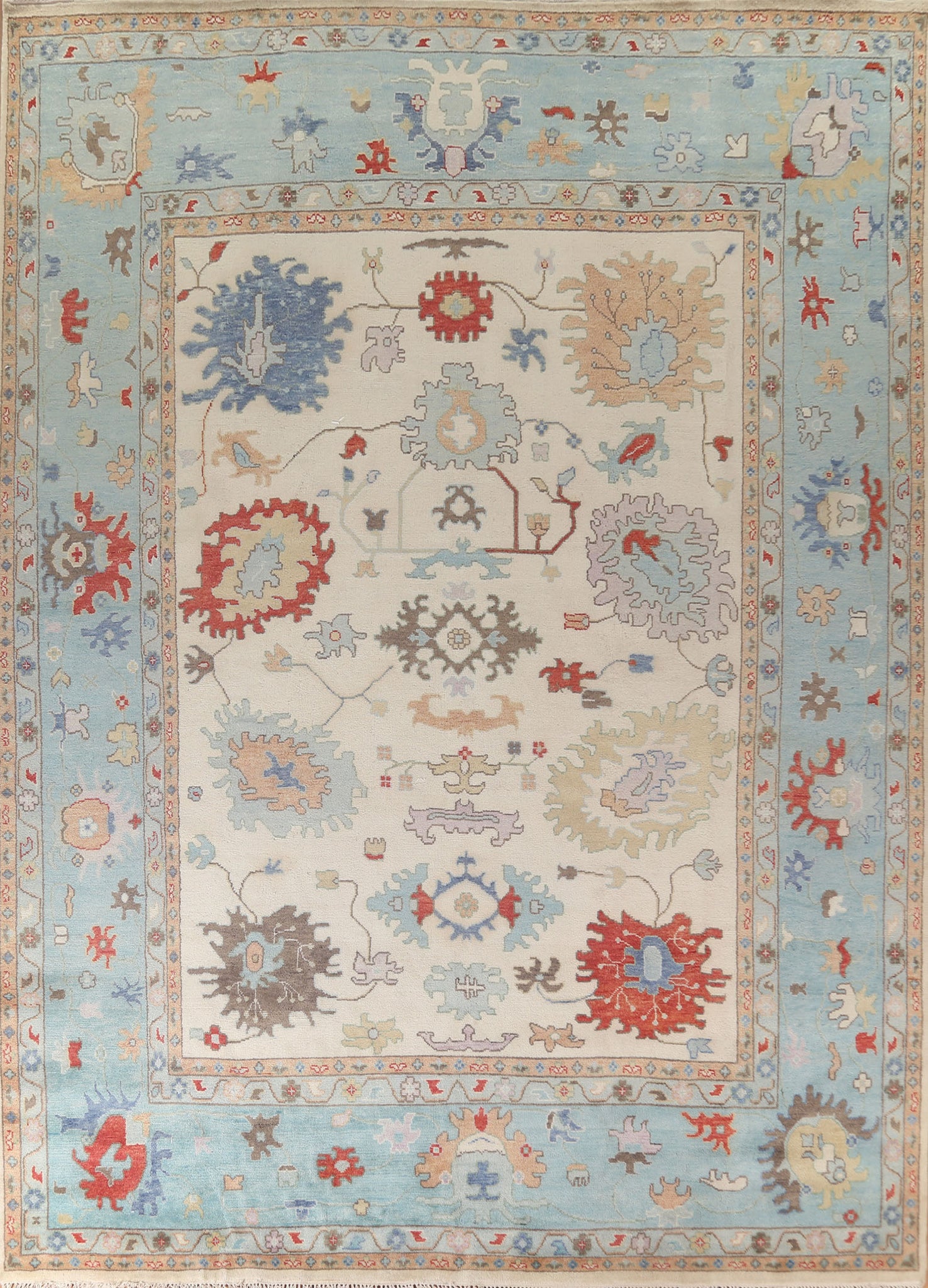 Handmade Floral Oushak Oriental Large Rug 12x15