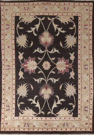 Black Floral Oushak Oriental Area Rug 8x5