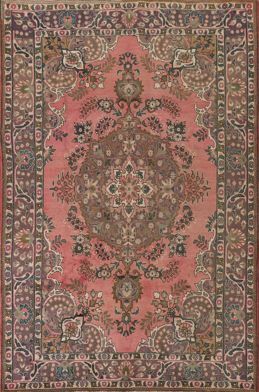 Handmade Pink Tabriz Persian Area Rug 7x10