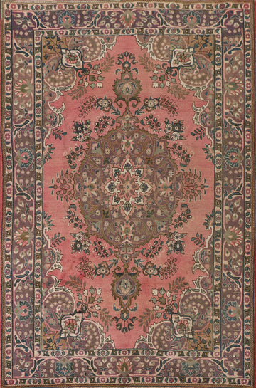 Handmade Pink Tabriz Persian Area Rug 7x10