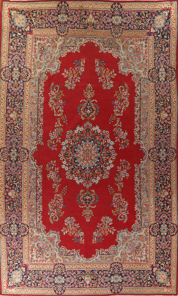 Vintage Floral Red Kerman Persian Large Rug 10x16