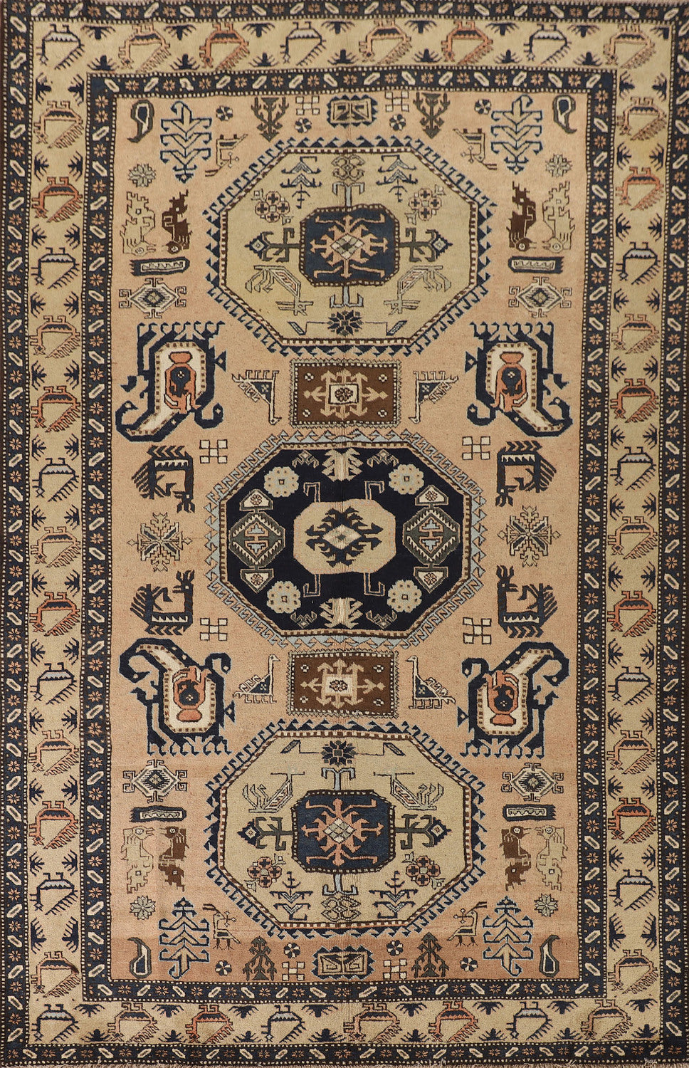 Vintage Tribal Ardebil Persian Area Rug 7x10