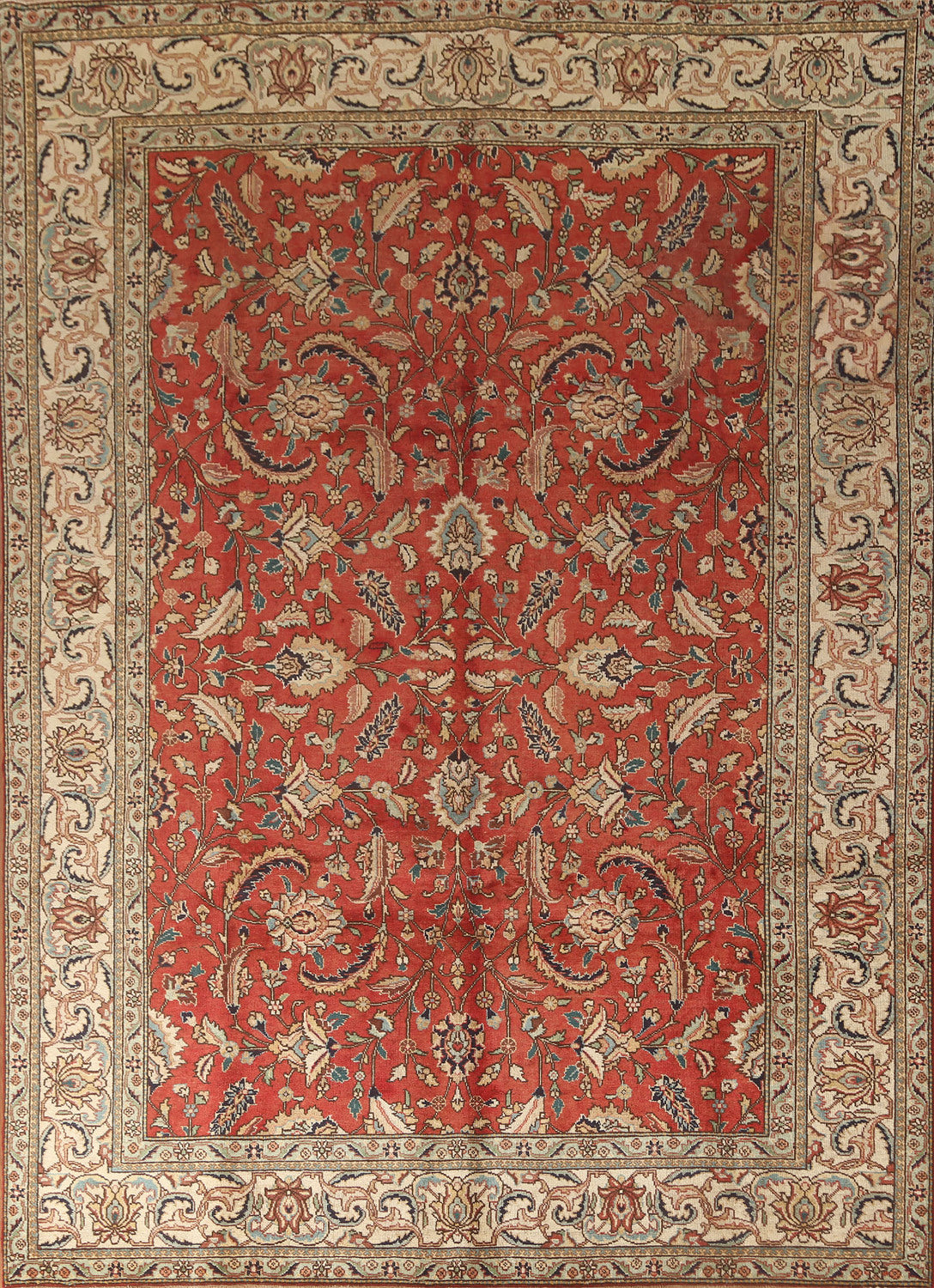 All-Over Floral Tabriz Persian Area Rug 7x9