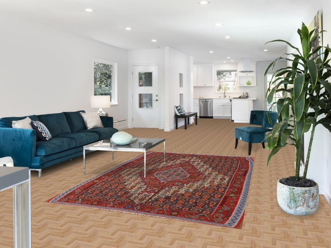 Geometric Kilim Senneh Persian Area Rug 6x8