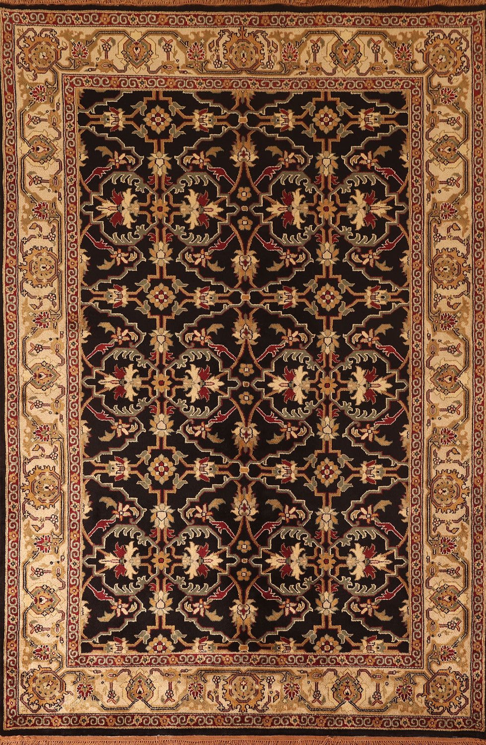 All-Over Black Agra Oriental Area Rug 6x9