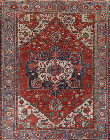 Pre-1900 Vegetable Dye Heriz Serapi Persian Rug 11x13