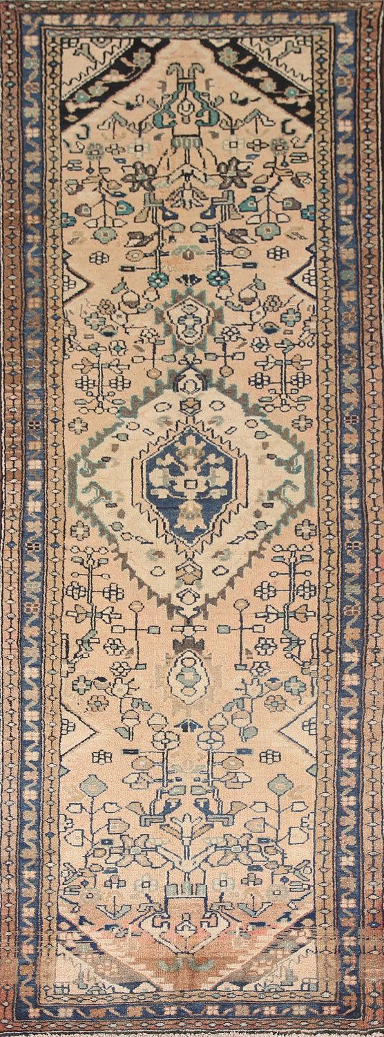 Geometric Wool Hamedan Persian Runner Rug 3x10