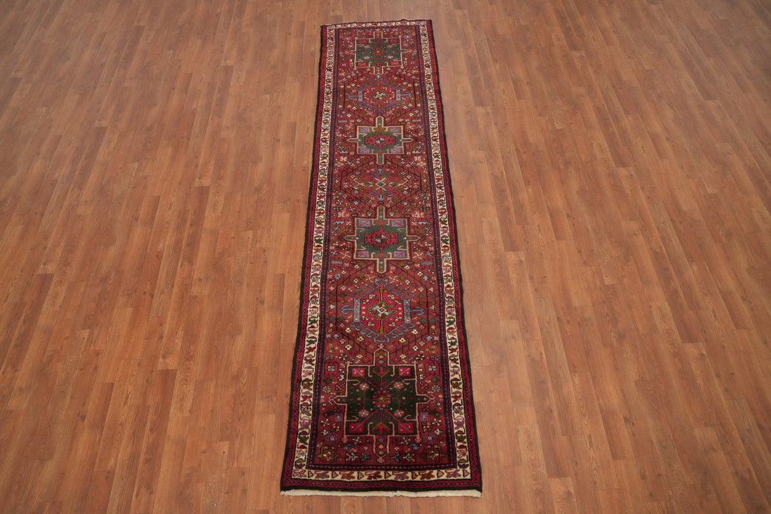 Tribal Geometric Gharajeh Persian Runner Rug 2x10