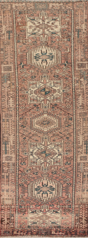 Tribal Pink Gharajeh Persian Runner Rug 3x11