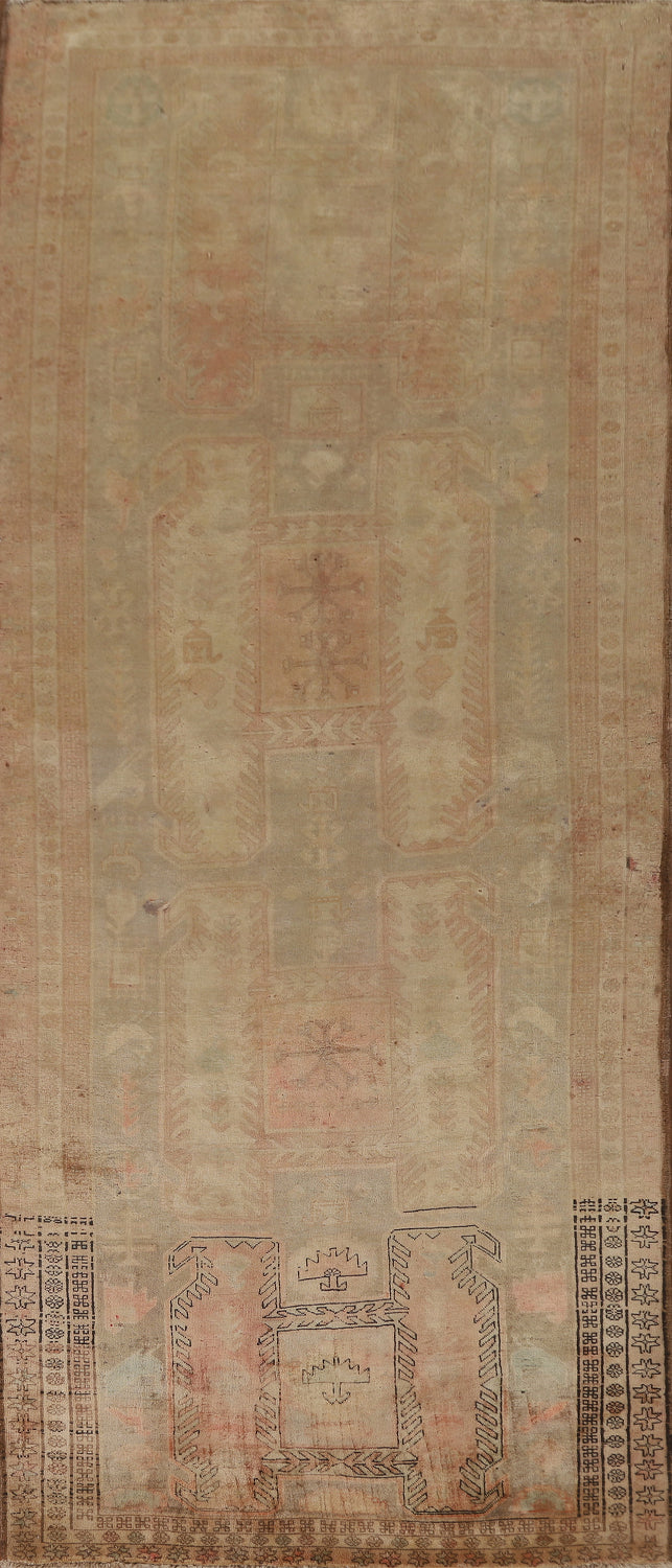 Distressed Wool Meshkin Persian Runner Rug 4x11