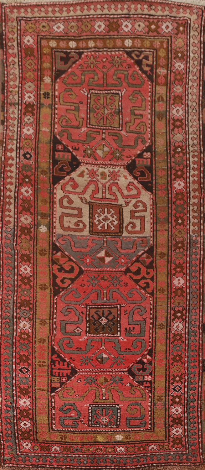 Vegetable Dye Kazak Oriental Runner Rug 4x11