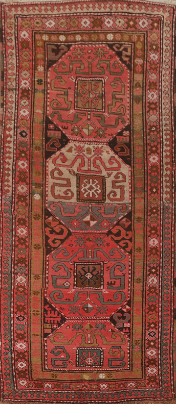 Vegetable Dye Kazak Oriental Runner Rug 4x11