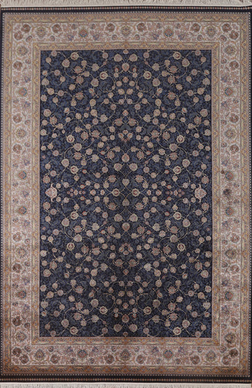 Navy Blue Floral Tabriz Traditional Area Rug 7x10