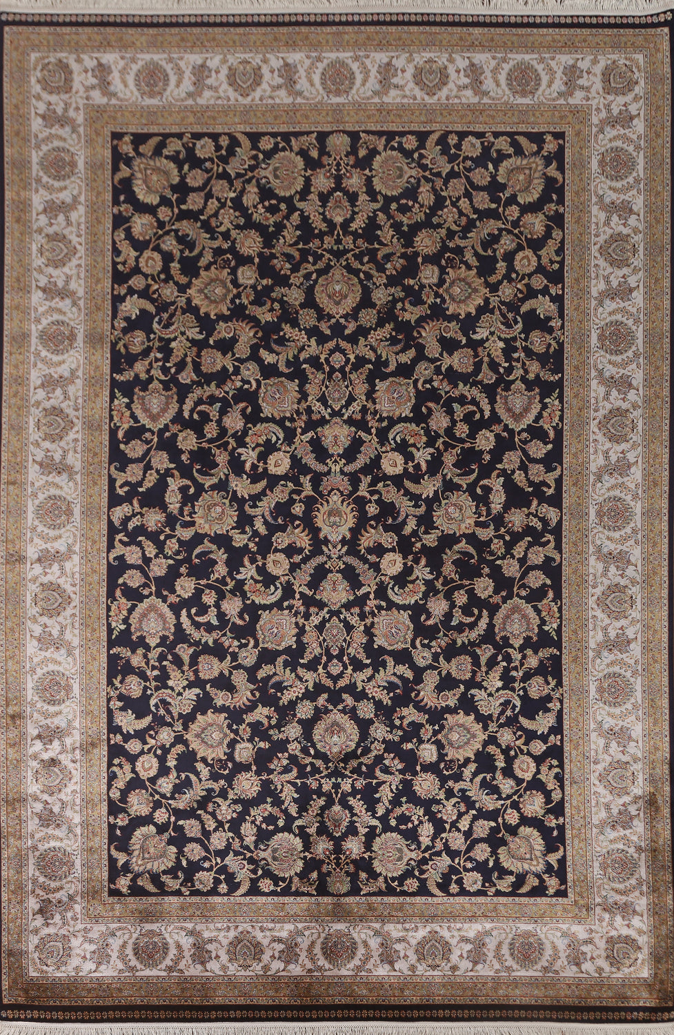 Dark Navy Blue Tabriz Traditional Area Rug 6x10