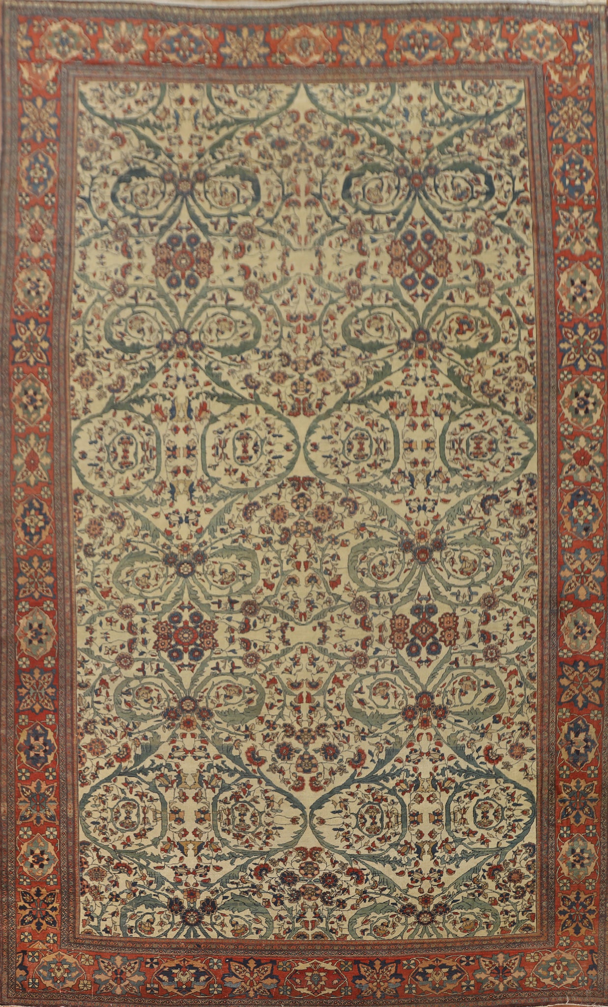 Masterpiece Pre-1900 Vegetable Dye Sarouk Farahan Persian Rug 10x17