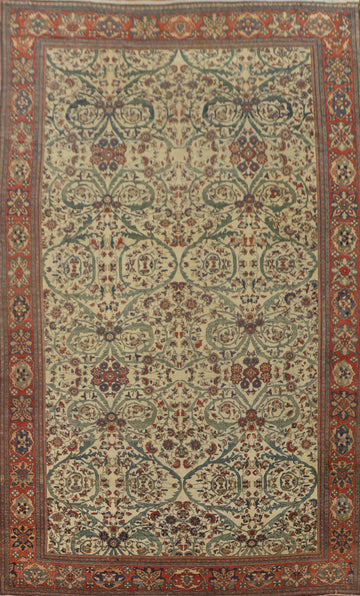 Masterpiece Pre-1900 Vegetable Dye Sarouk Farahan Persian Rug 10x17