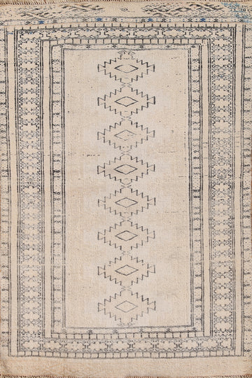 Wool Distressed Geometric Bokhara Oriental Rug 3x5