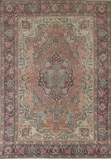 Vintage Distressed Tabriz Persian Area Rug 7x10