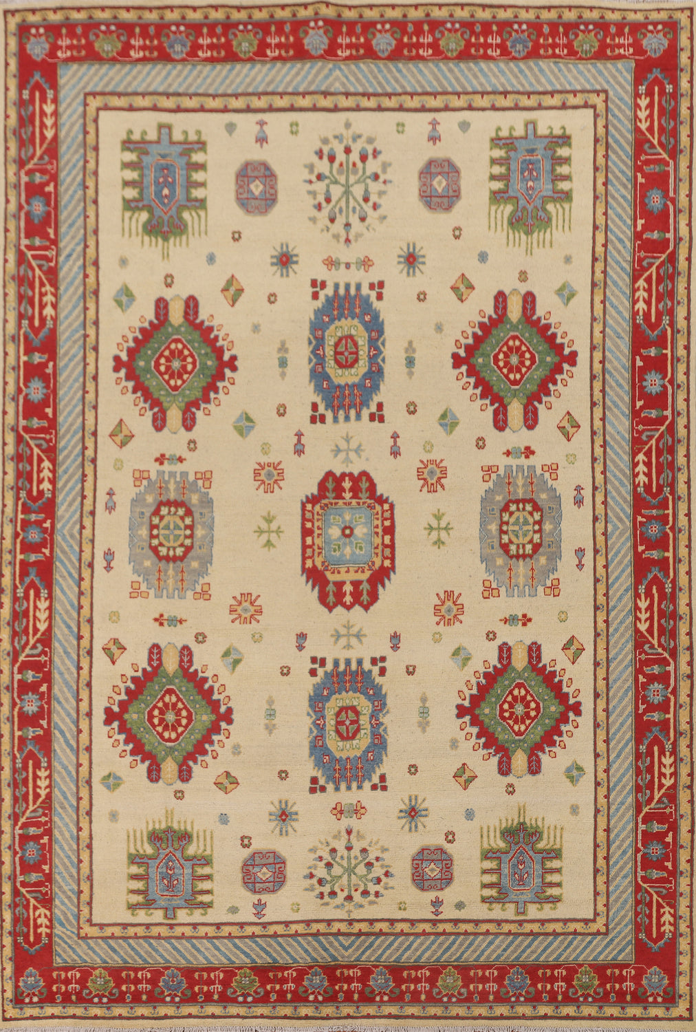 Handmade Kazak Living Room Area Rug 7x10