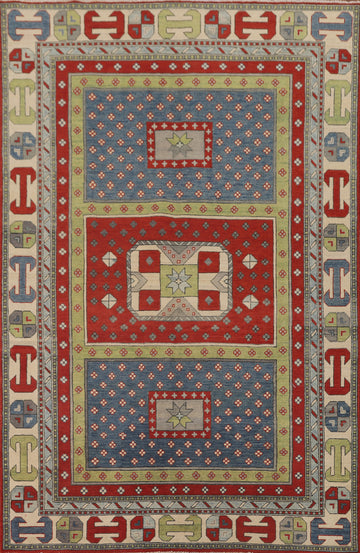 Geometric Kazak Oriental Area Rug 6x9
