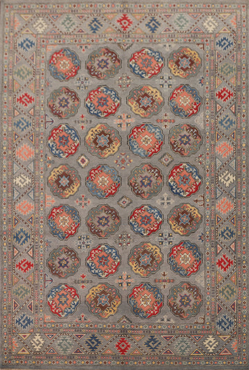 All-Over Gray Kazak Living Room Area Rug 7x10