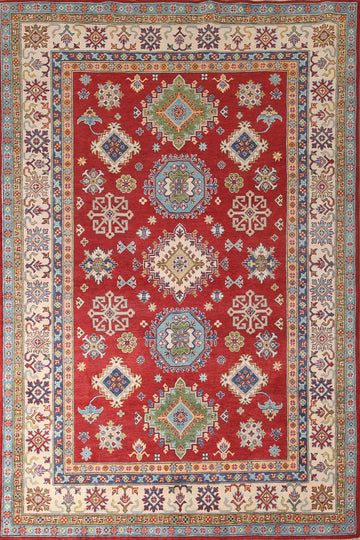 Handmade Red Kazak Oriental Area Rug 7x10