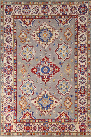 Gray Kazak Living Room Area Rug 7x10