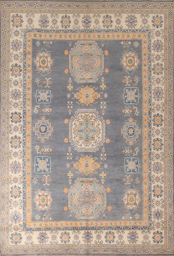 Handmade Gray Kazak Living Room Rug 7x10