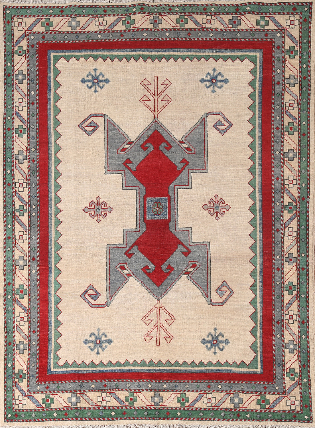 Handmade Wool Kazak Oriental Rug 5x7