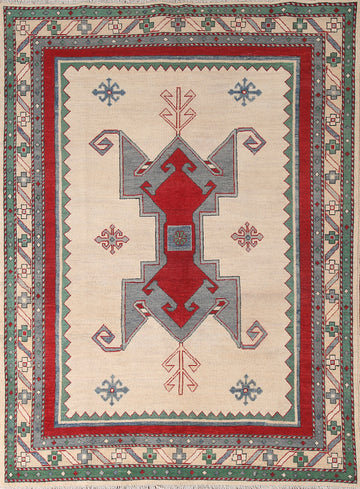 Handmade Wool Kazak Oriental Rug 5x7