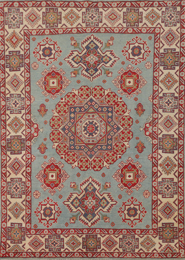 Handmade Blue Kazak Oriental Rug 5x7