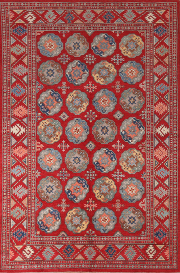 All-Over Geometric Kazak Living Room Rug 6x10