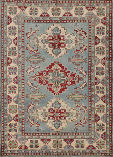 Light Blue Kazak Handmade Rug 5x7