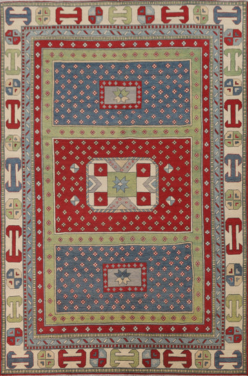 Geometric Kazak Oriental Area Rug 7x10