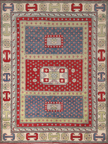 Geometric Kazak Oriental Rug 5x7