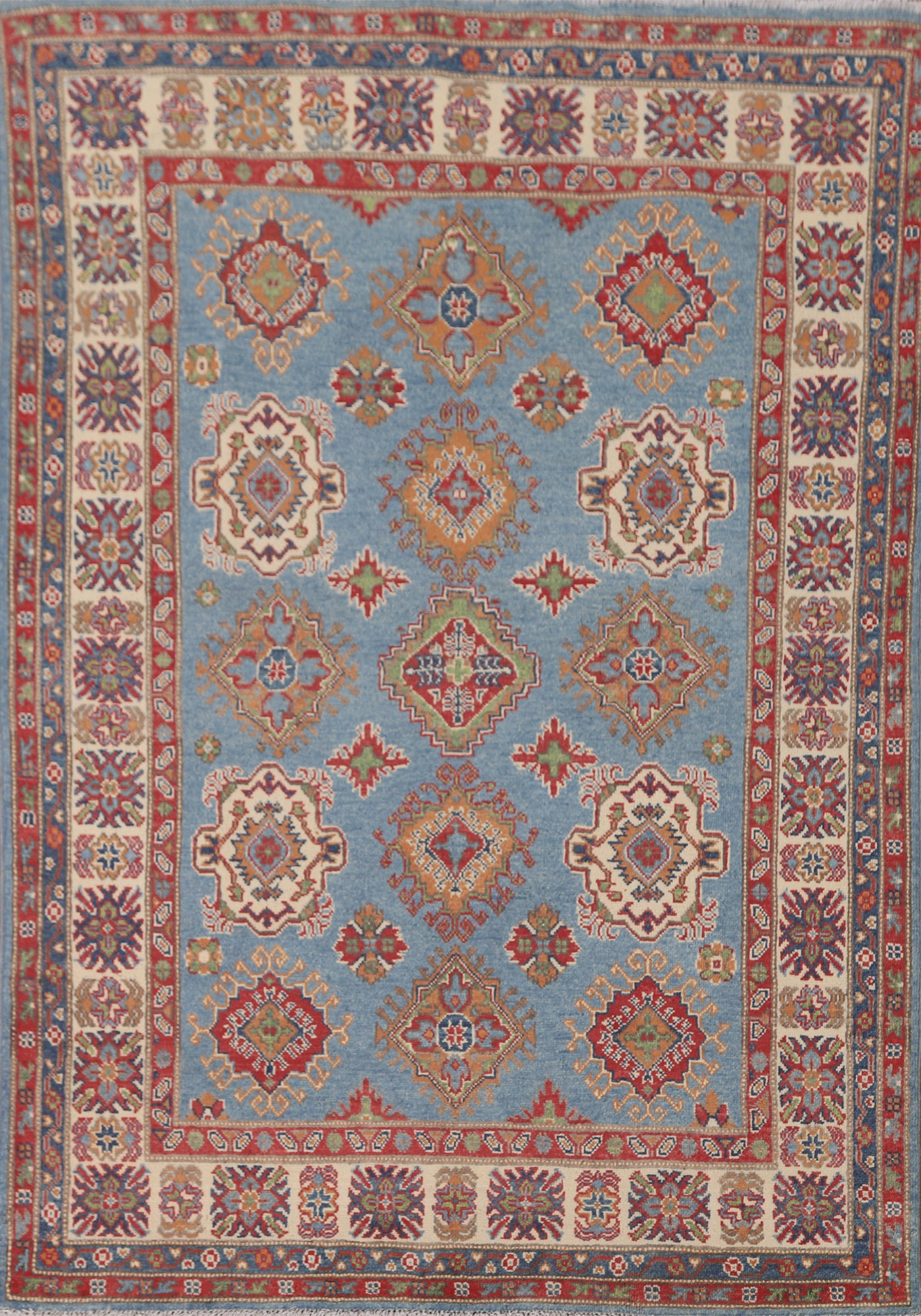 Light Blue Handmade Kazak Oriental Rug 5x7