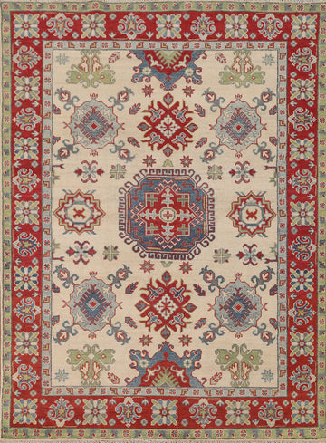 Handmade Ivory Kazak Oriental Rug 5x7