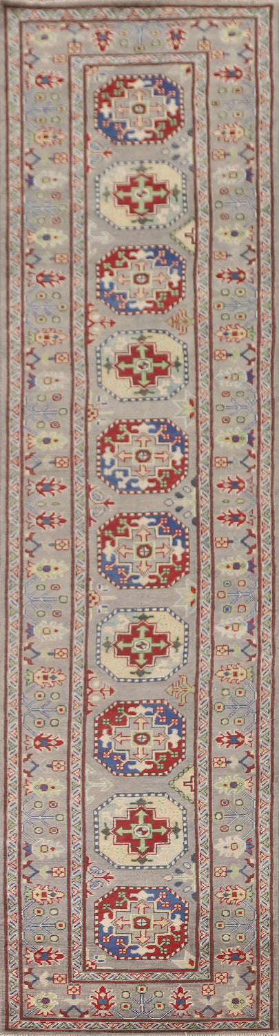 Handmade Wool Kazak Oriental Runner Rug 3x13