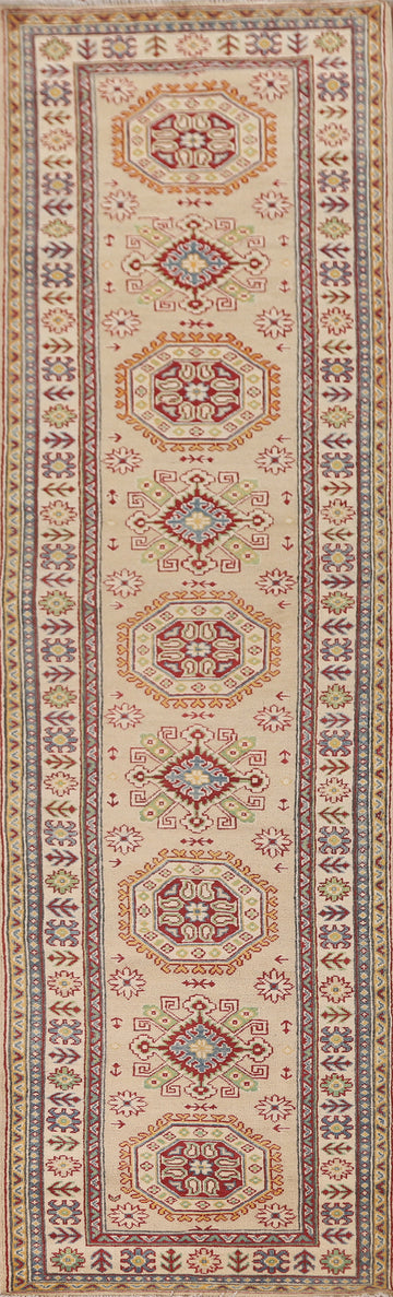 Geometric Kazak Oriental Runner Rug 3x13